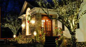 Front porch of home during holidays