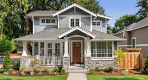 Blue two story house in Connecticut