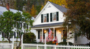 Black and white colonial house in Pennsylvania